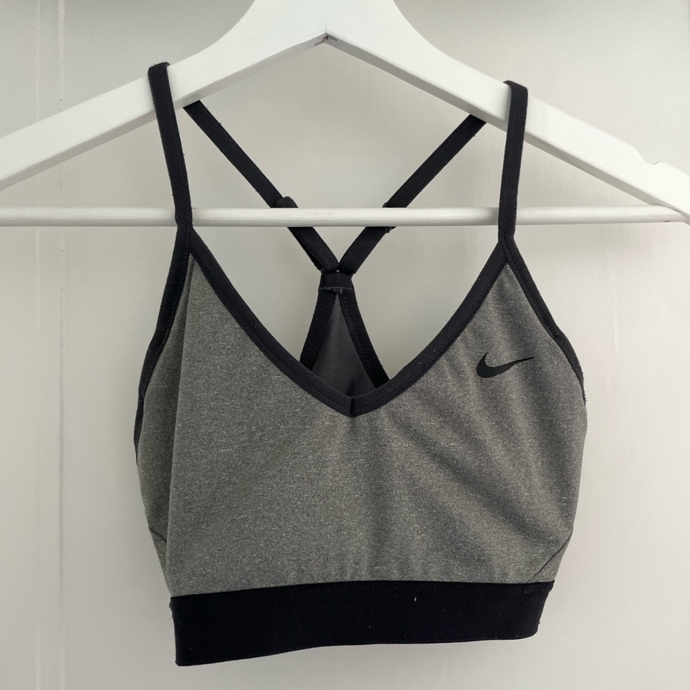 Nike Women's Black and Gray Sports Bra